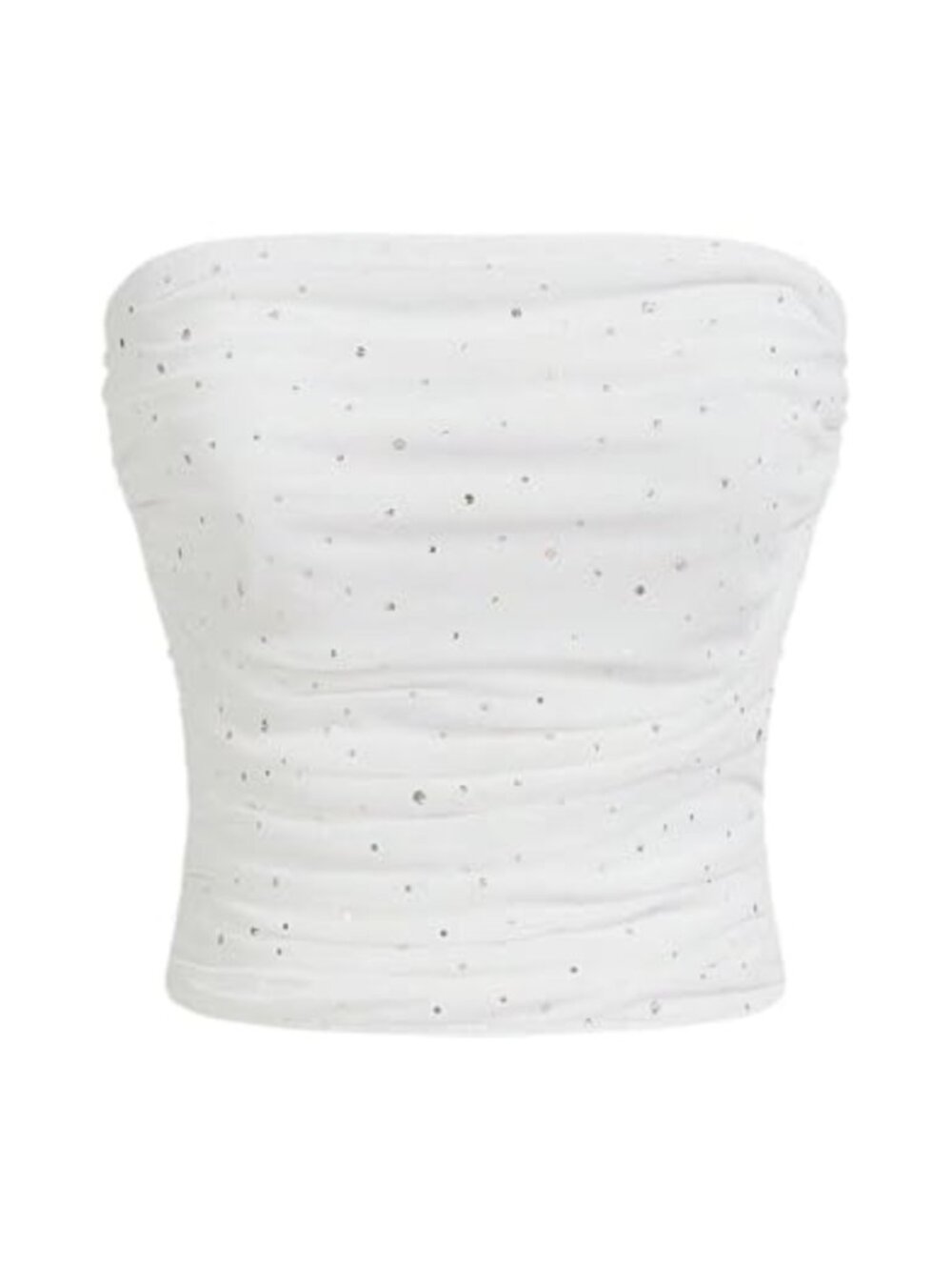 Sleeveless Rhinestone Corset Sequin Tube Party Top High Stretch